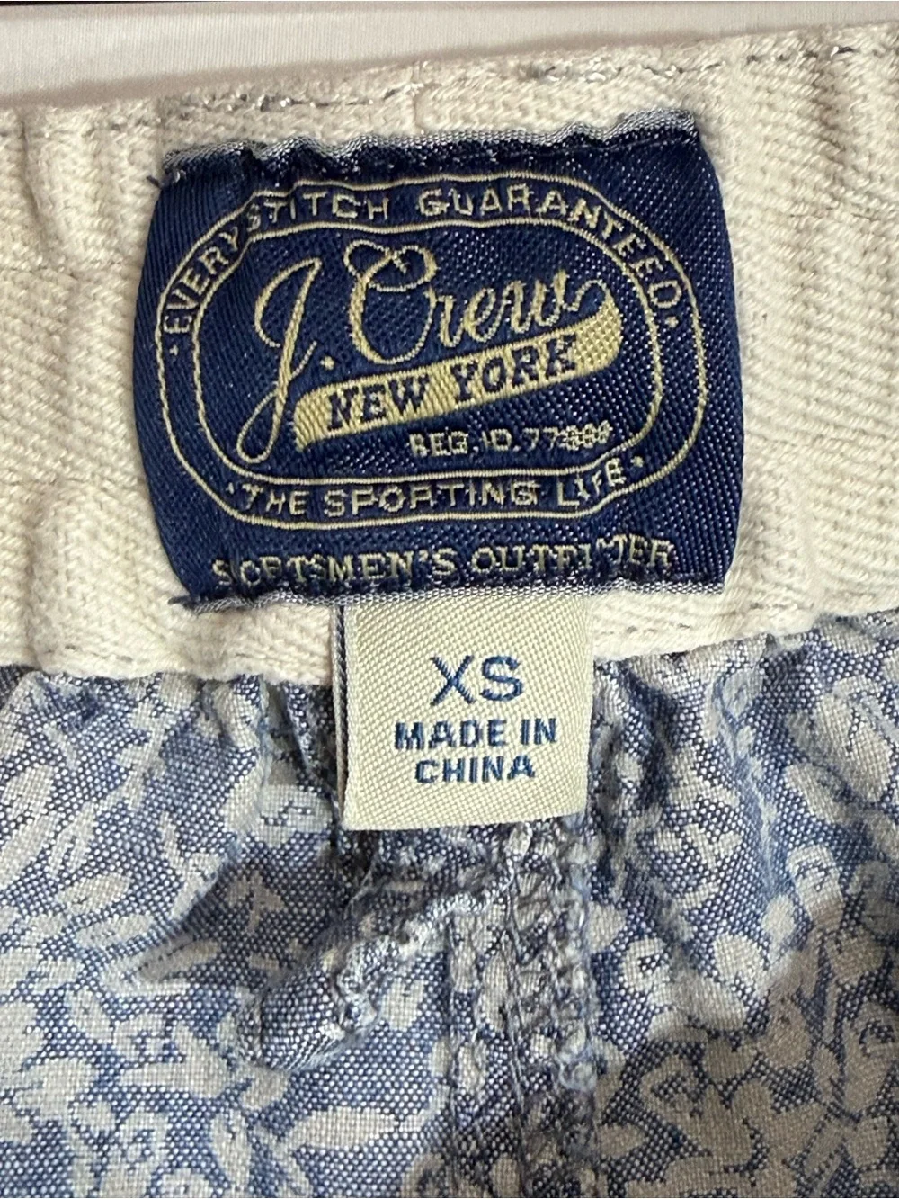 J Crew Denim Blue Flower Pattern Drawstring Swim Shorts Size XS